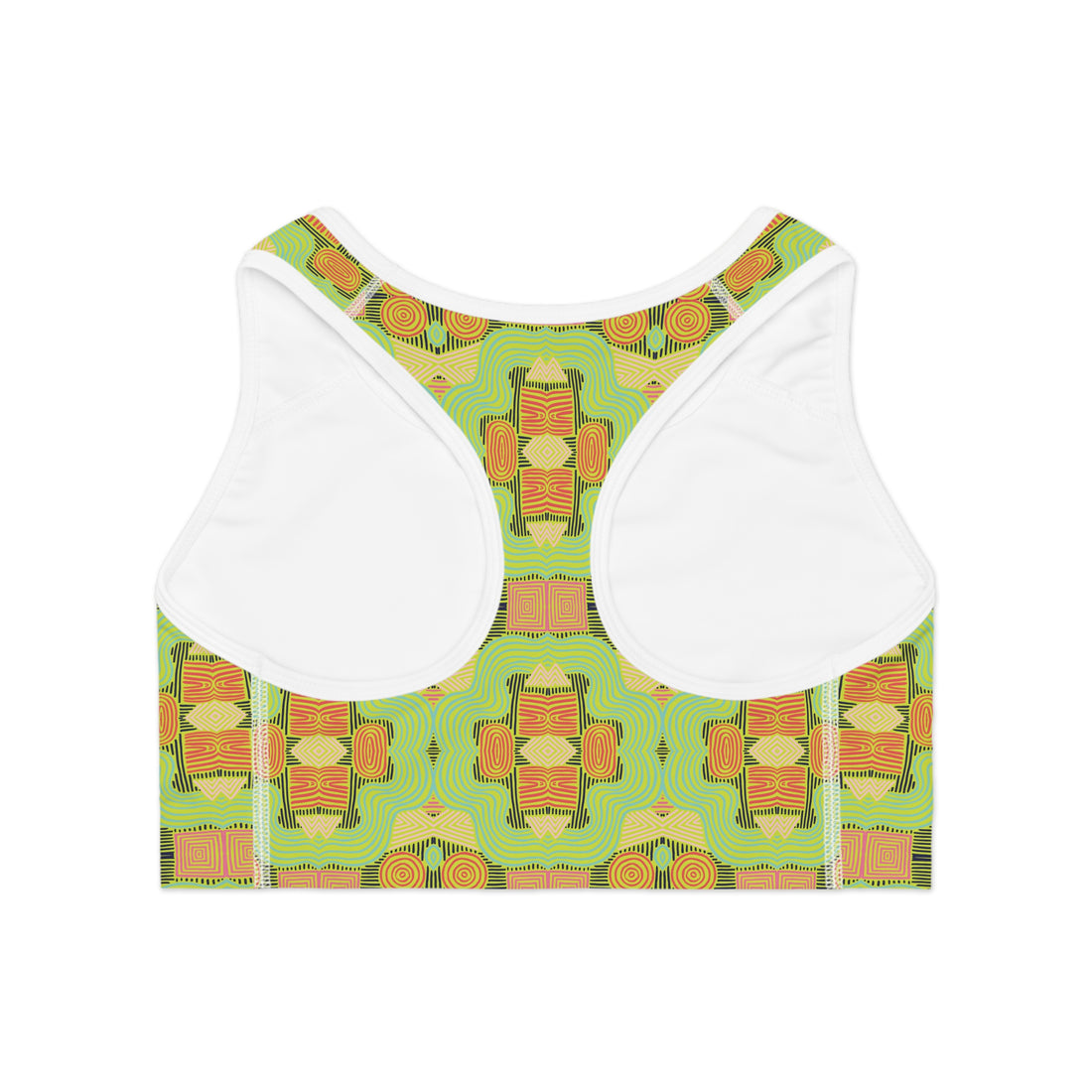 Lime Geometric Print (AOP) Racerback Sports Bra