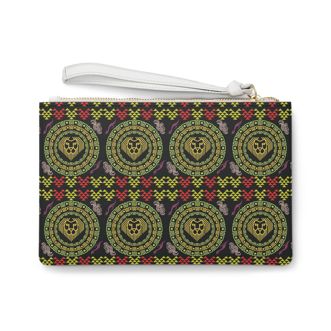 Black Geo Lion Head Clutch Bag