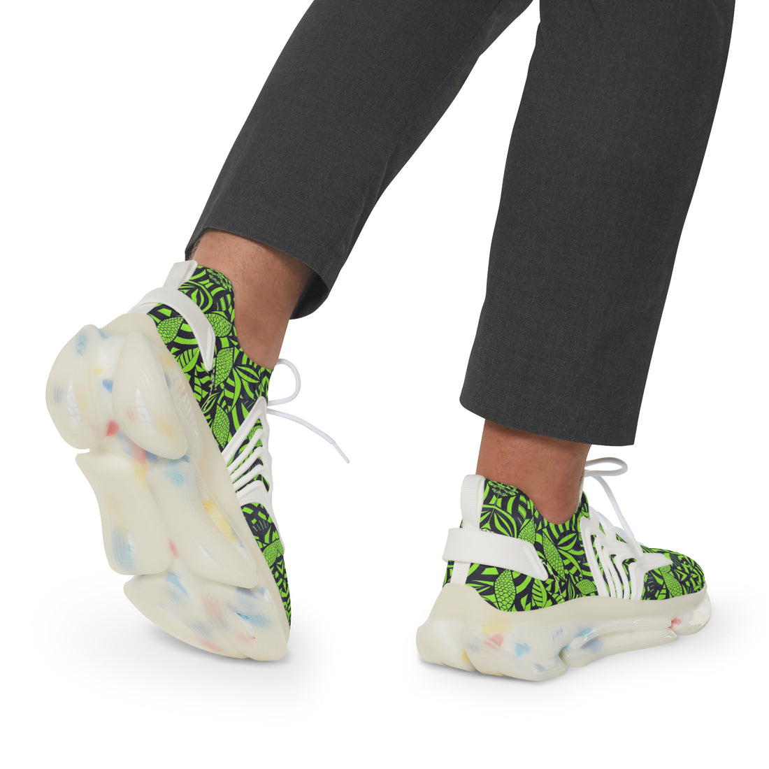 Lime Green Tropical Minimalist OTT Men's Mesh Knit Sneakers