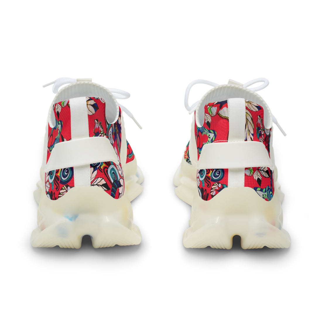 Red Floral Pop OTT Men's Mesh Knit Sneakers