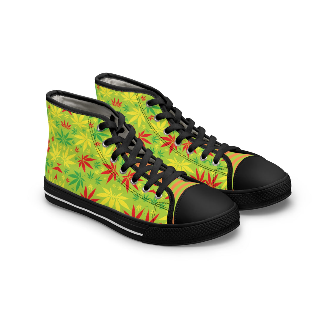 Green Tropical Rasta Toned Women's High Top Sneakers