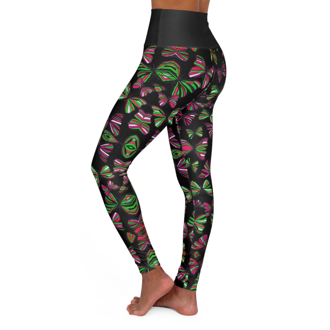 Black butterfly kaleidoscope Yoga Leggings