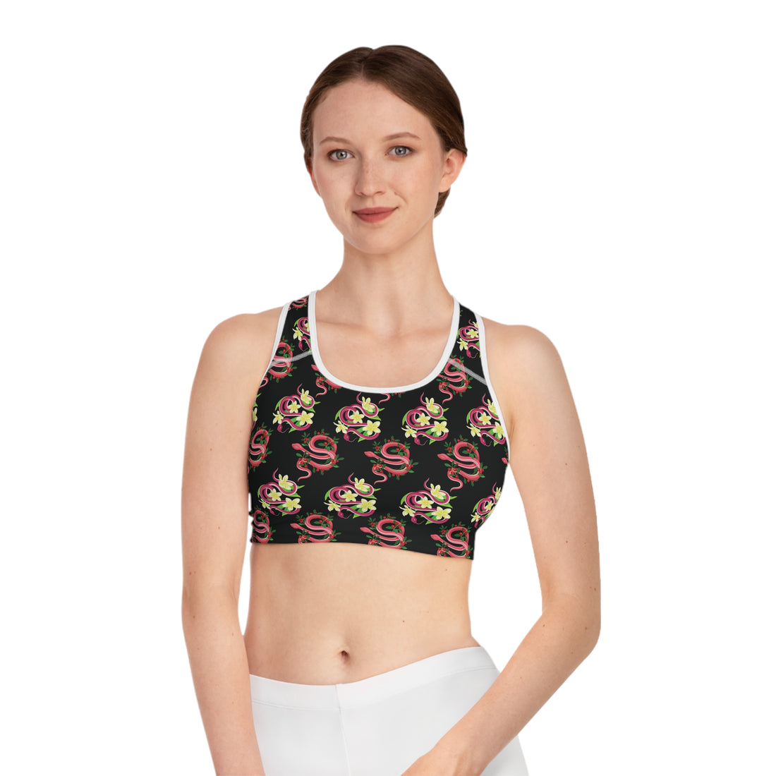 Black Snake Print (AOP) Racerback Sports Bra
