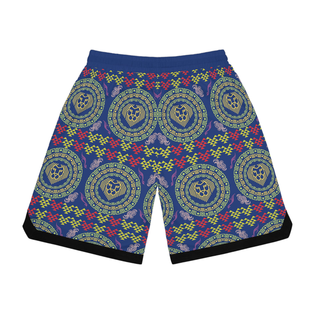 Royal Blue Lion Head Basketball Rib Shorts (AOP)