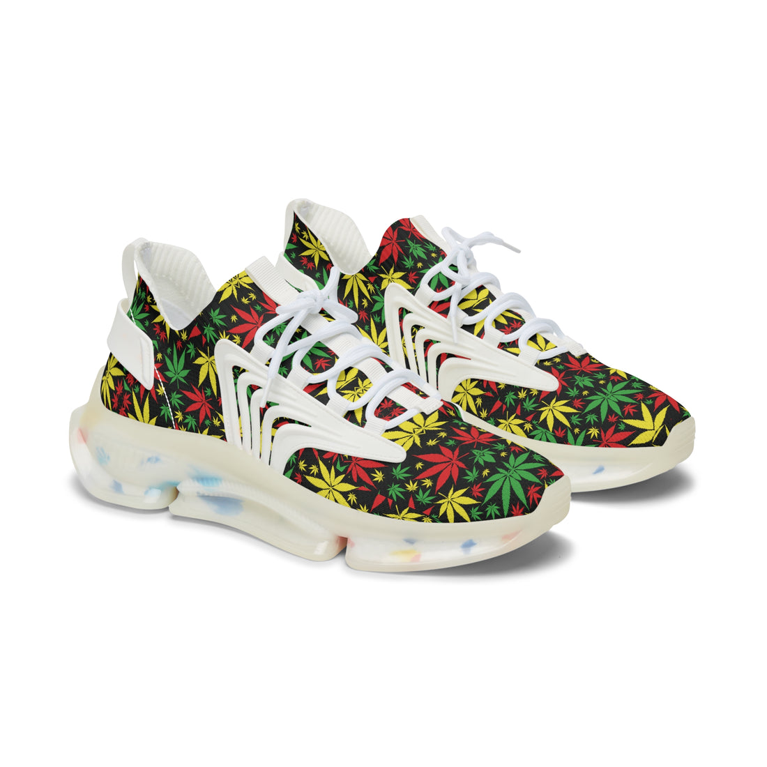 Black Tropical Rasta Toned Women's Mesh Knit Sneakers