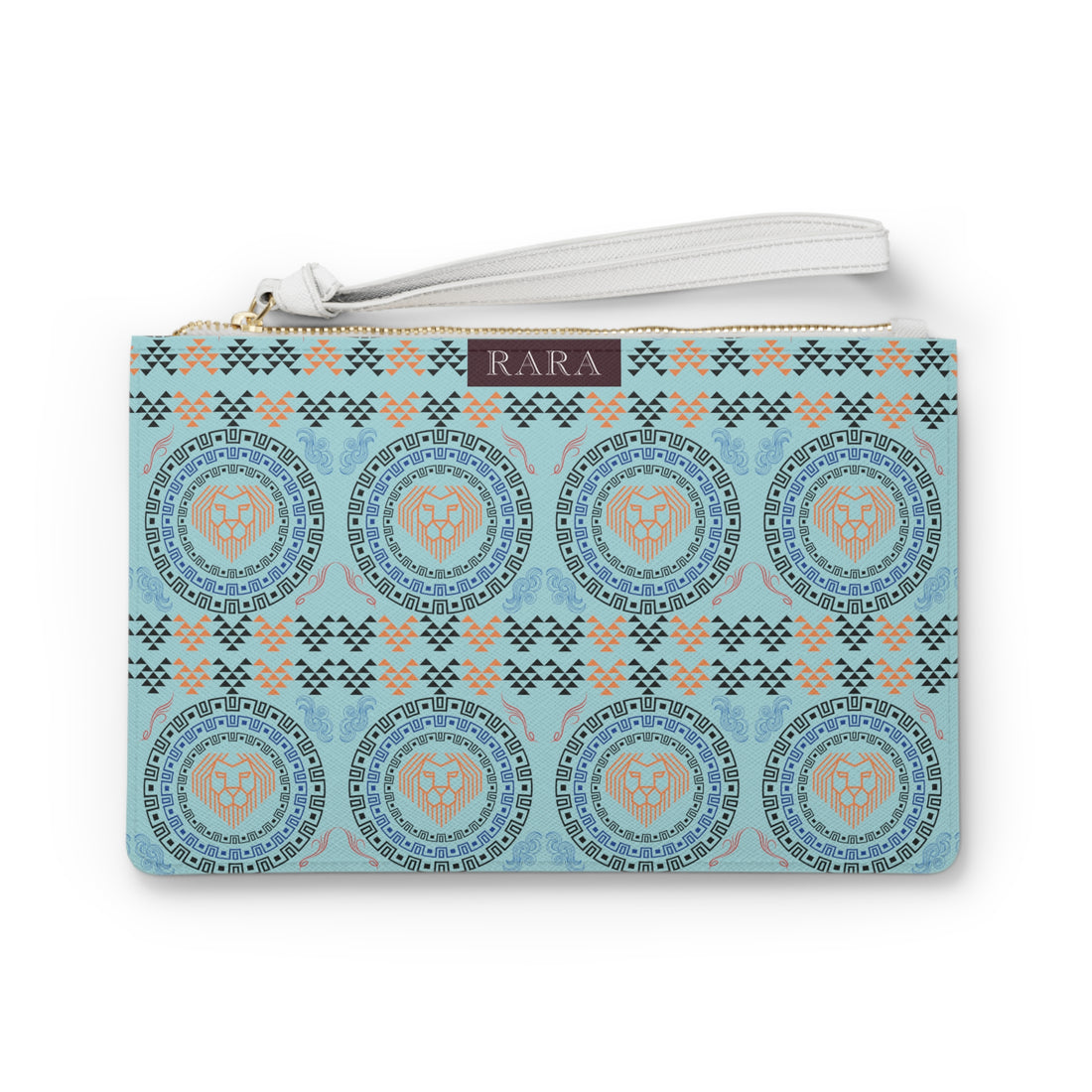 Icy Blue Geo Lion Head Clutch Bag