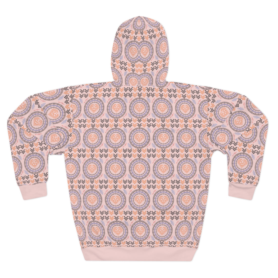Pale Pnk Geo Lion Head Pullover Hoodie