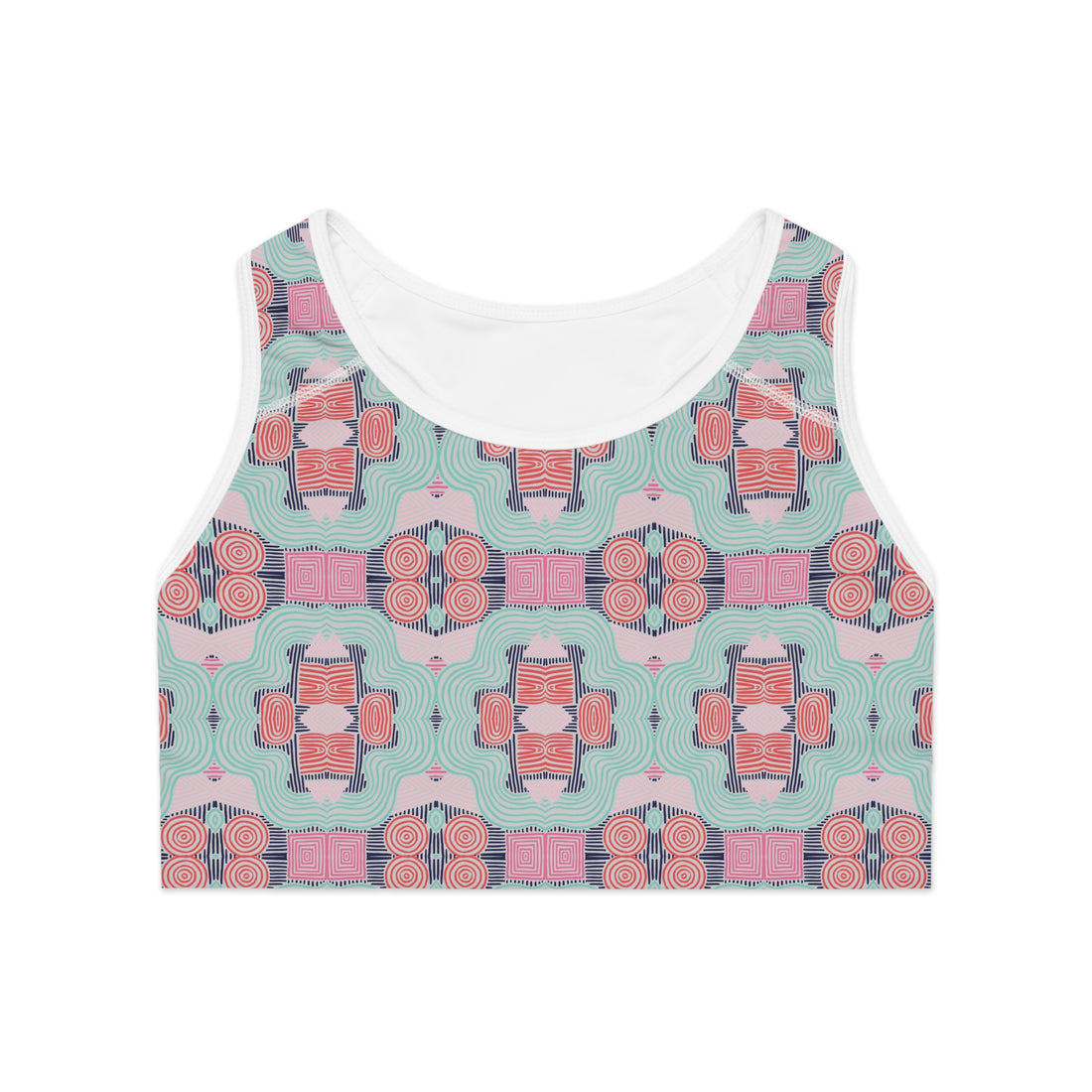 Slate Geometric Print (AOP) Racerback Sports Bra