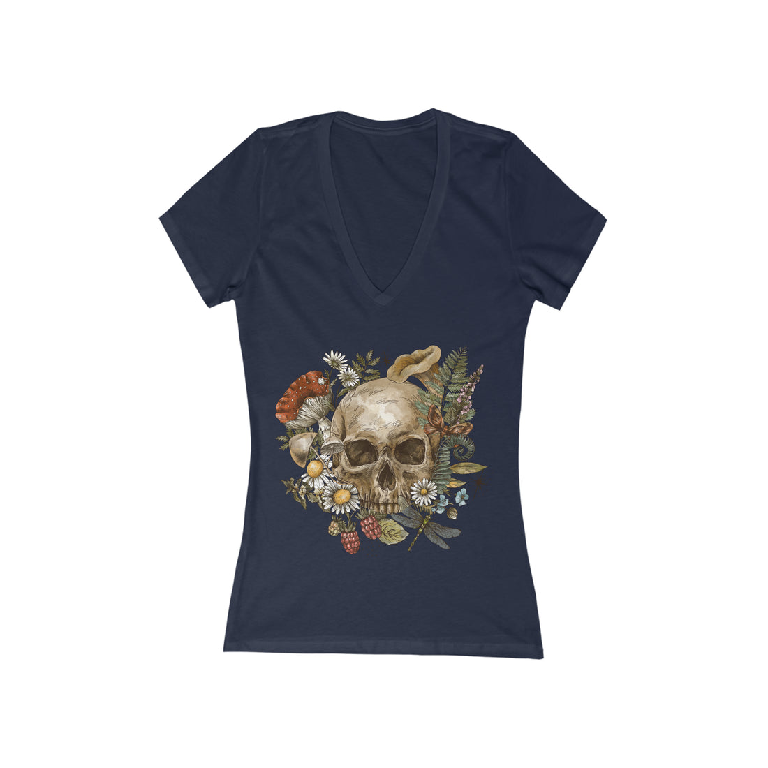 Women's Jersey Skull Print V-Neck Tee