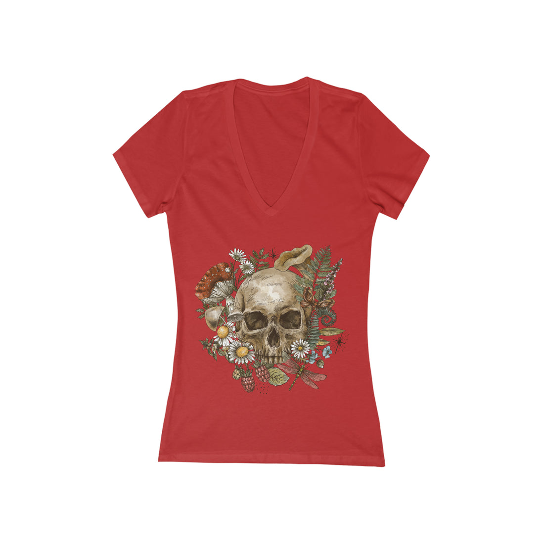 Women's Jersey Skull Print V-Neck Tee