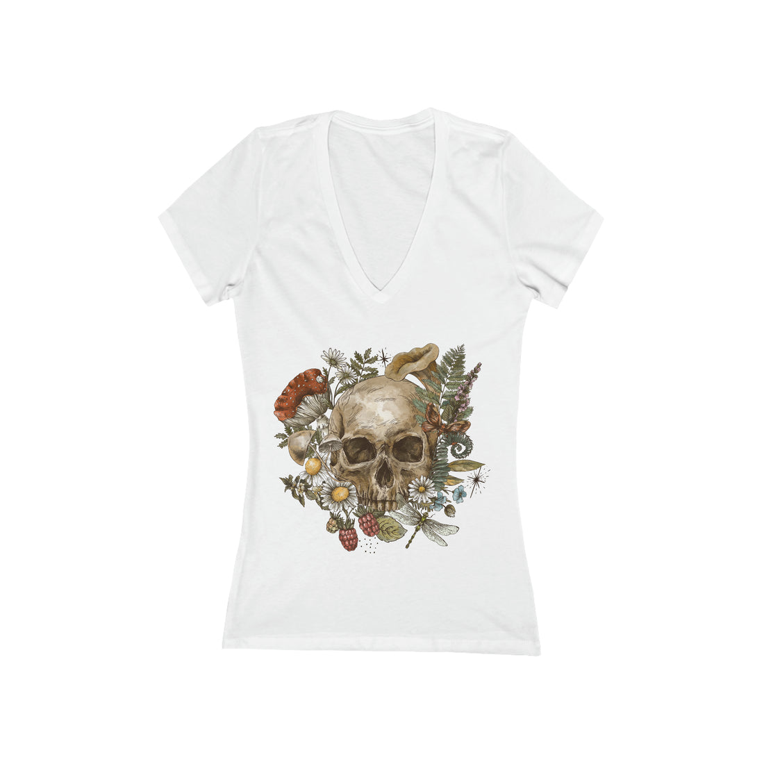 Women's Jersey Skull Print V-Neck Tee