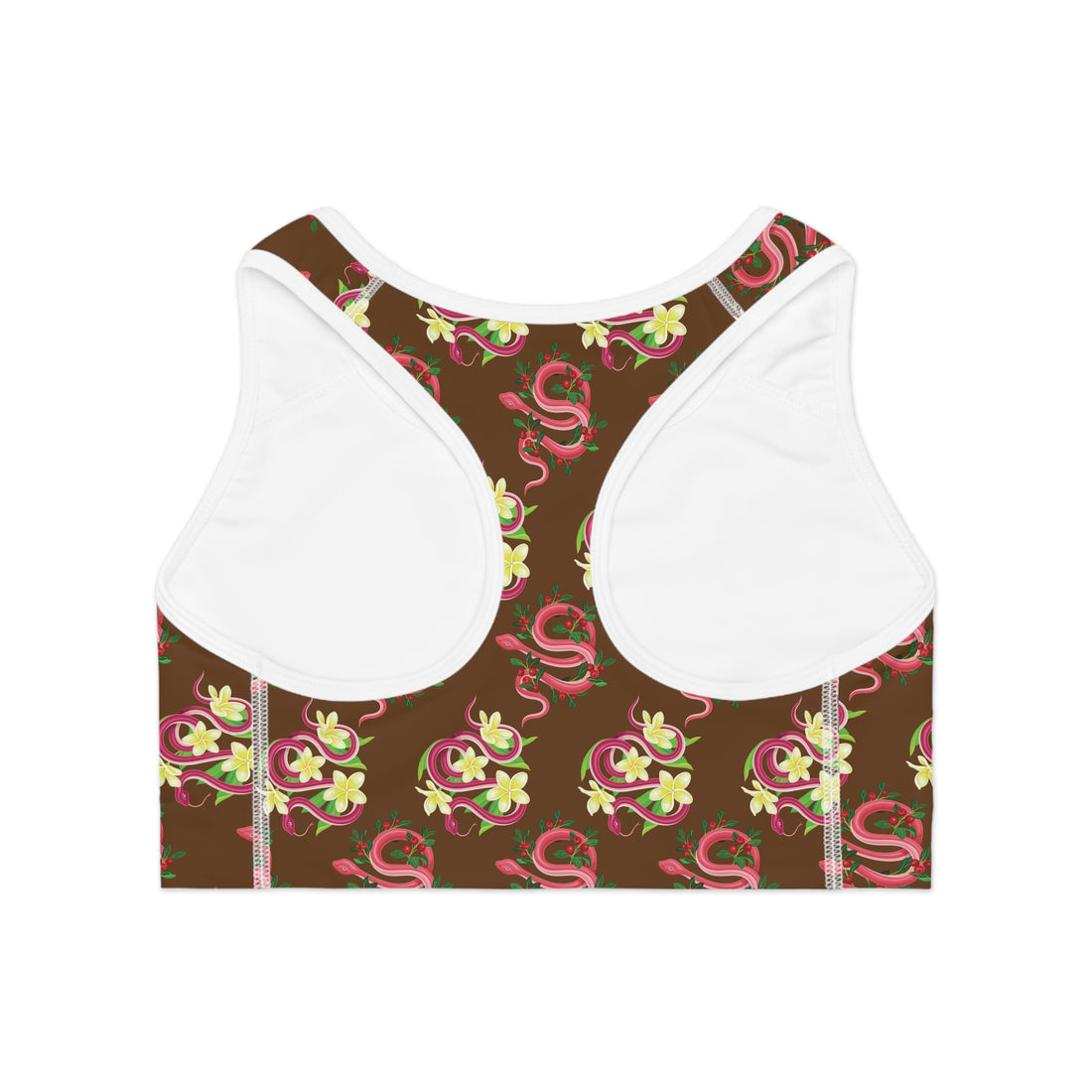 Brown Snake Print (AOP) Racerback Sports Bra