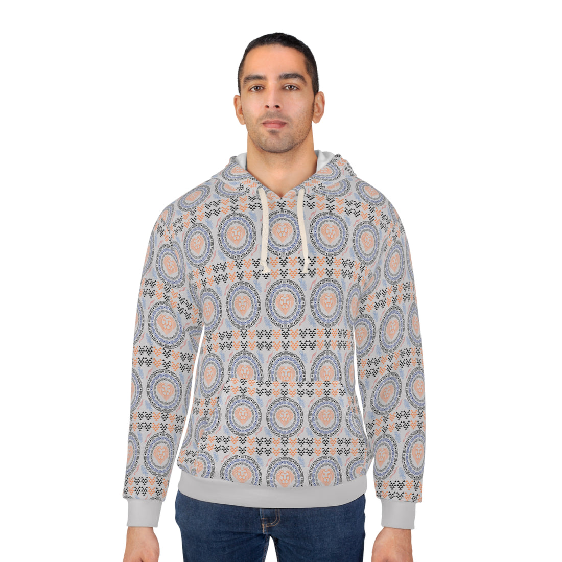 Slate Geo Lion Head Pullover Hoodie
