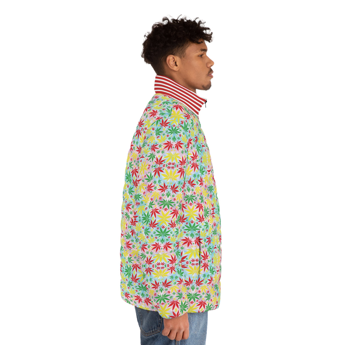 Multi Tie - Dye Tropical Rasta Toned Men's Puffer Jacket