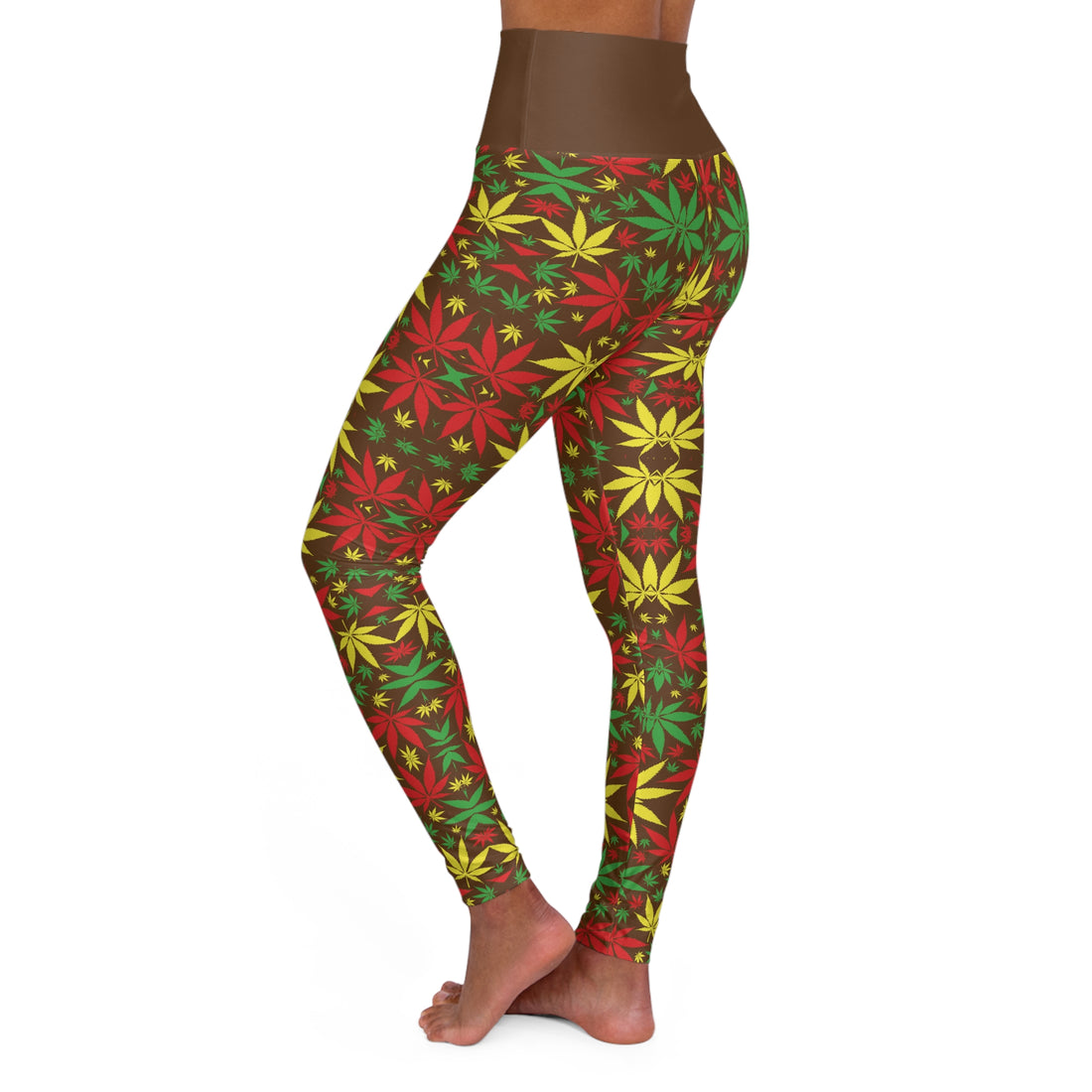 Brown Tropical Rasta Toned Yoga Leggings