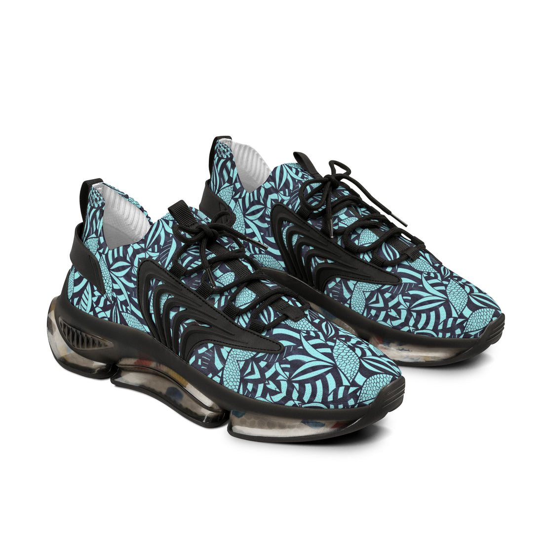 Icy Blue Tropical Minimalist OTT Men's Mesh Knit Sneakers