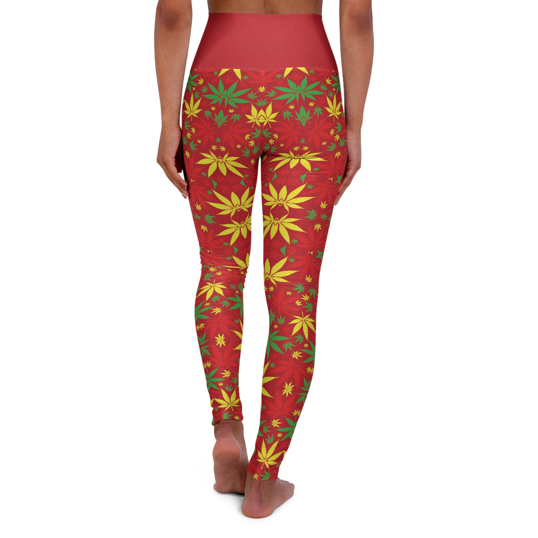 Deep Red Tropical Rasta Toned Yoga Leggings
