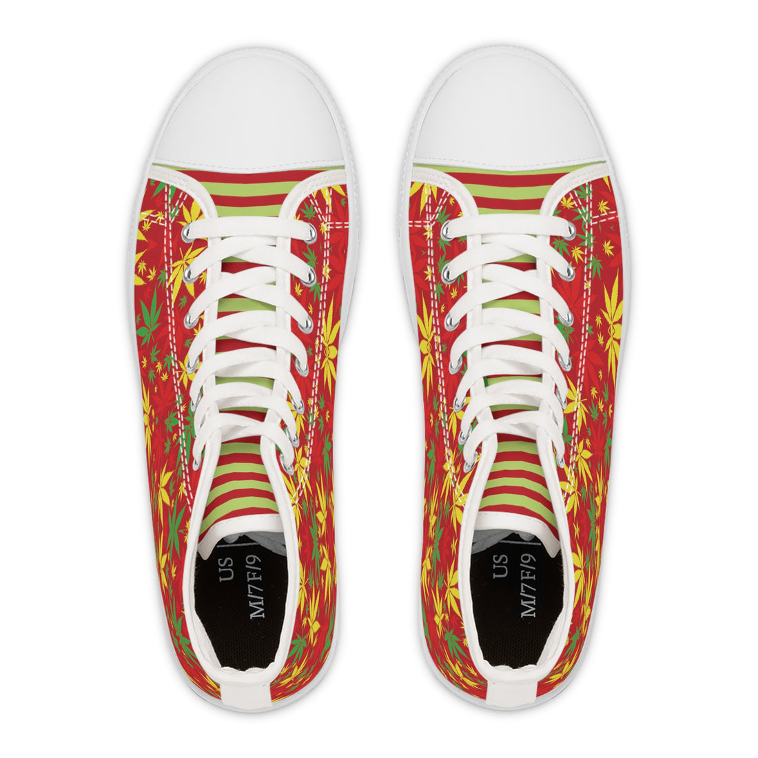 Red Tropical Rasta Toned Women's High Top Sneakers