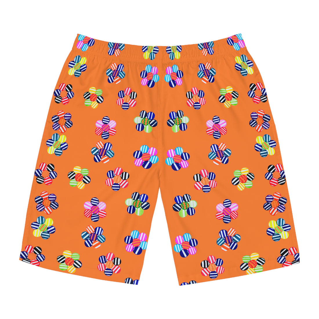 Peach Geo Candy Floral Men's Board Shorts (AOP)
