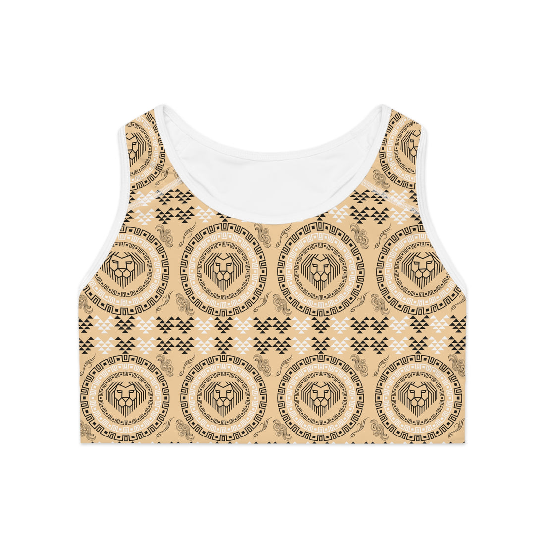 Tuscan Geo Lion Head Racerback (AOP) Sports Bra