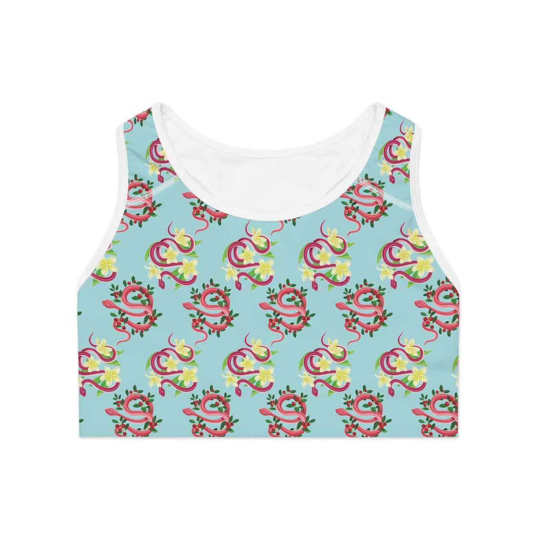 Icy Blue Snake Print (AOP) Racerback Sports Bra