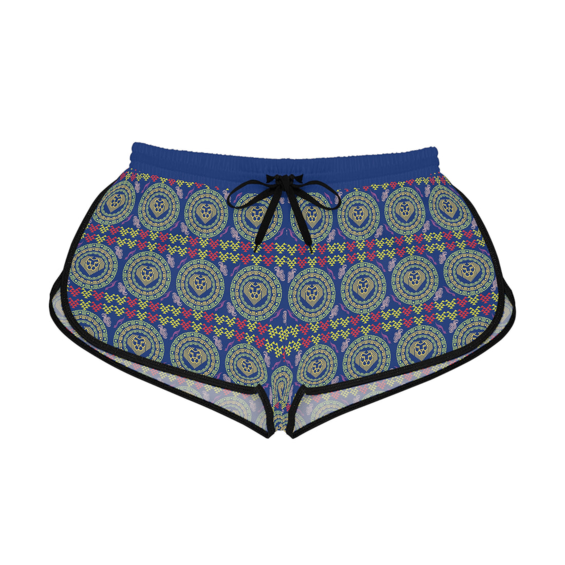 Blue Geo Lion Head Relaxed Gym Shorts
