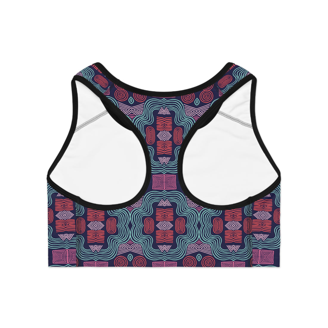 Ink Geometric Print (AOP) Racerback Sports Bra