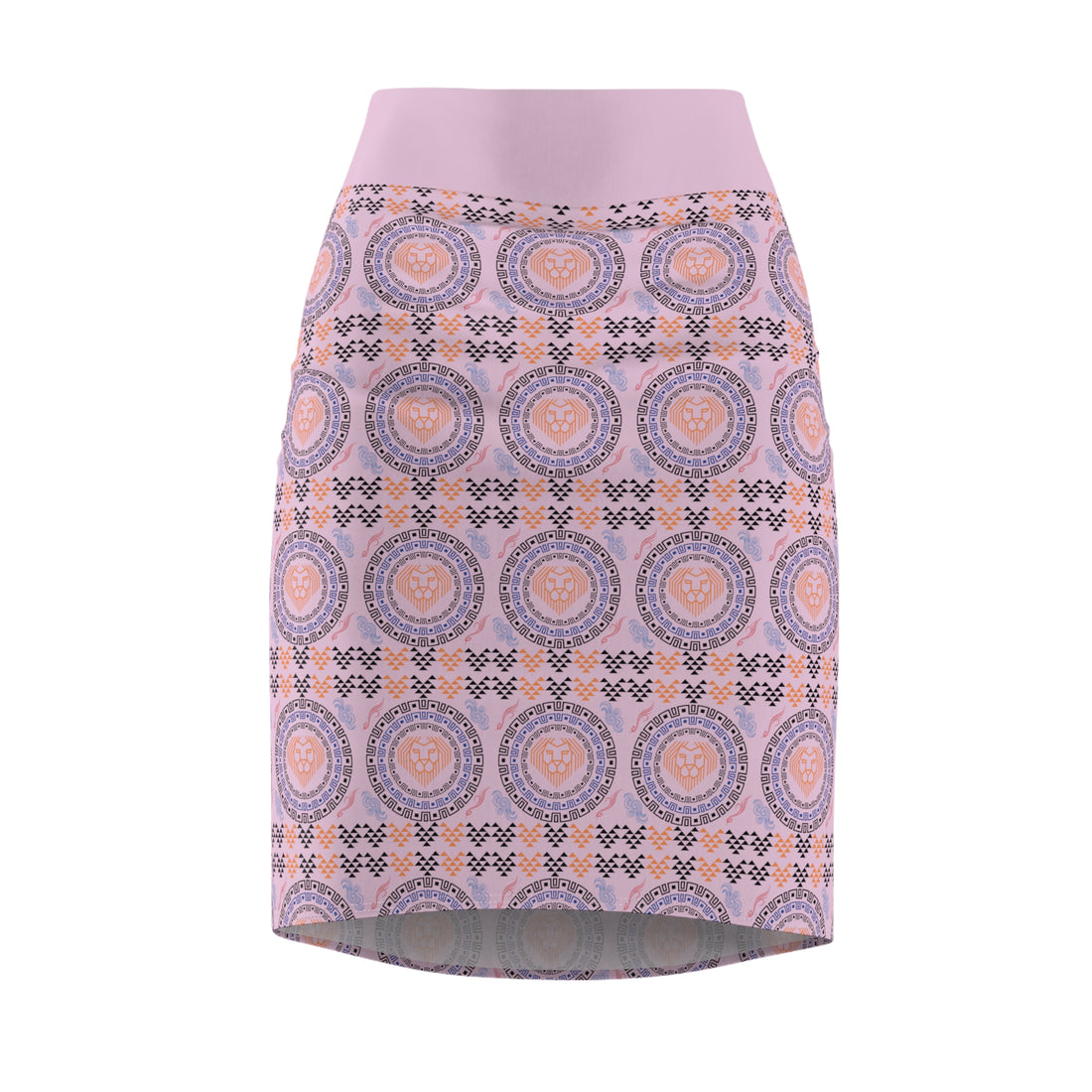 Lilac Geo Lion Head Pencil Skirt