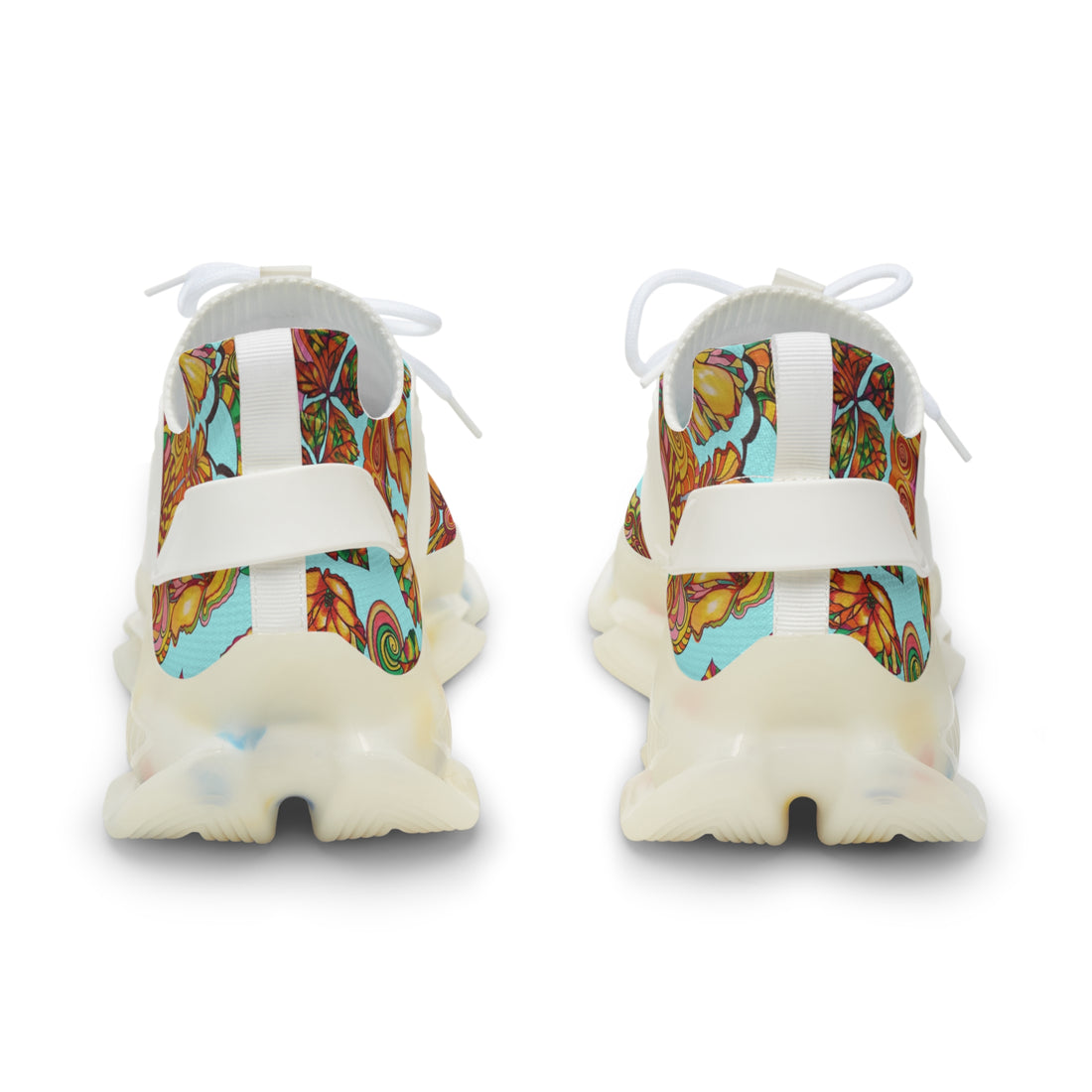 Icy Blue Artsy Floral OTT Men's Mesh Knit Sneakers