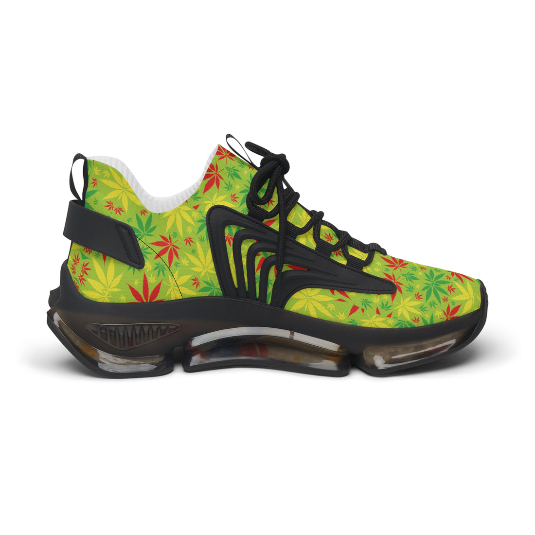Green Tropical Rasta Toned Women's Mesh Knit Sneakers
