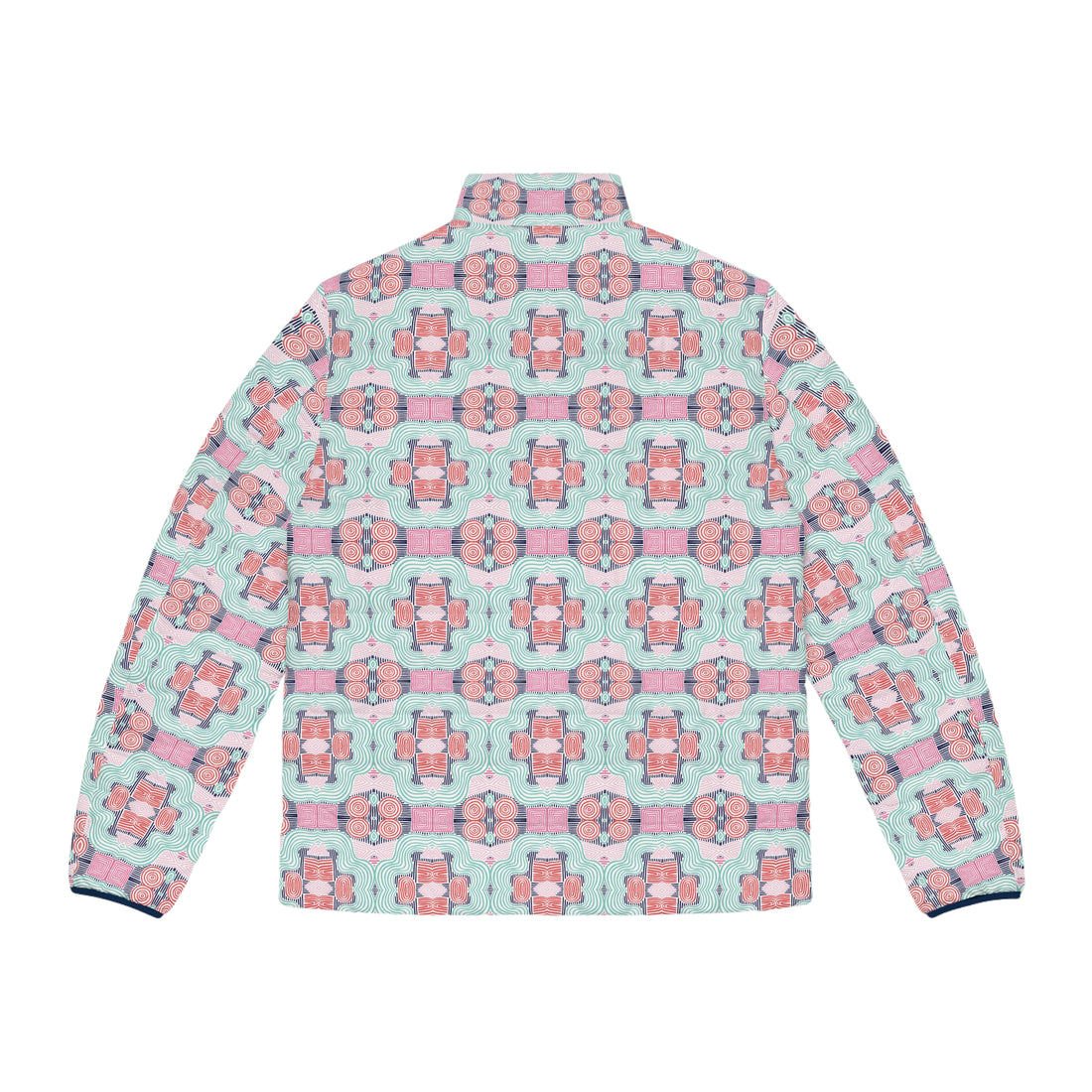 White Men's Geometric Print Puffer Jacket