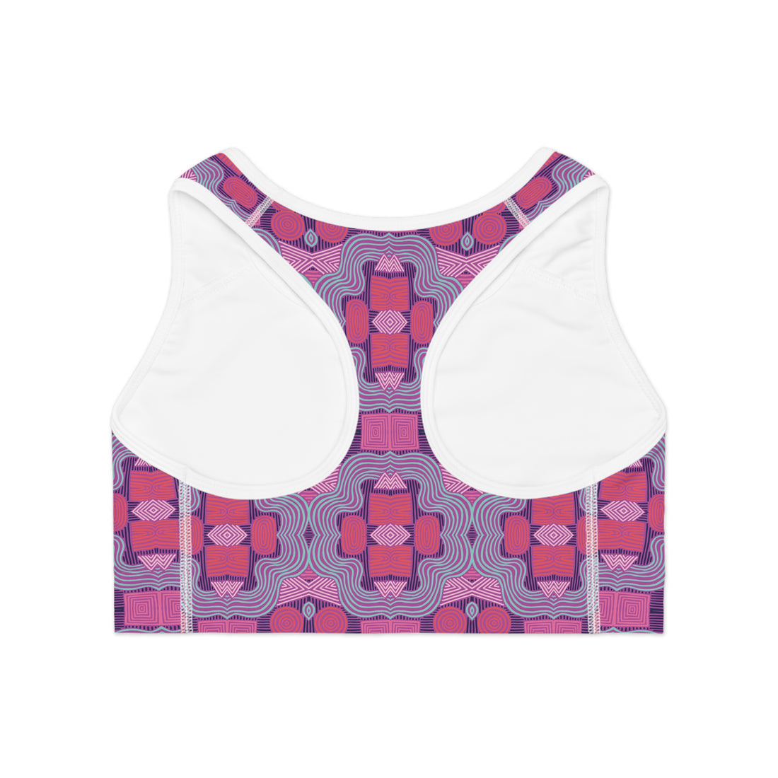 Lilac Bloom Geometric Print (AOP) Racerback Sports Bra
