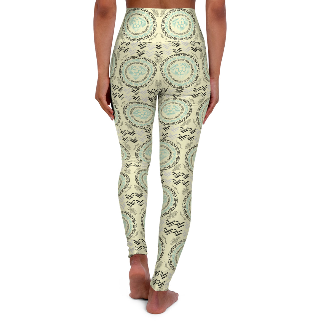 Cream Lion Head Yoga Leggings