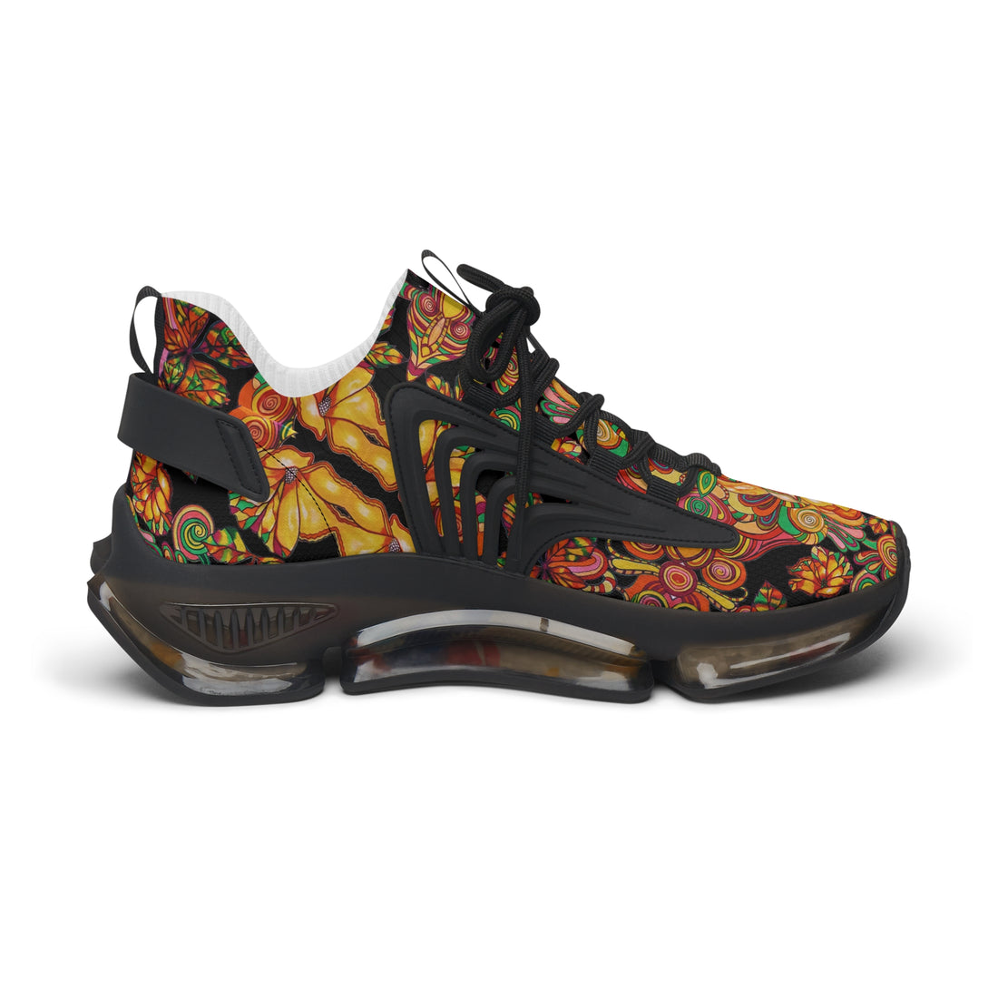 Black Artsy Floral OTT Women's Mesh Knit Sneakers