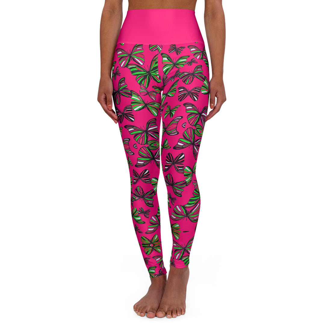 Hot Pink Butterfly Kaleidoscope Yoga Leggings