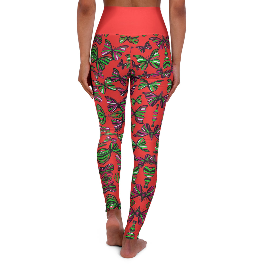 Vermillion Butterfly Kaleidoscope Yoga Leggings