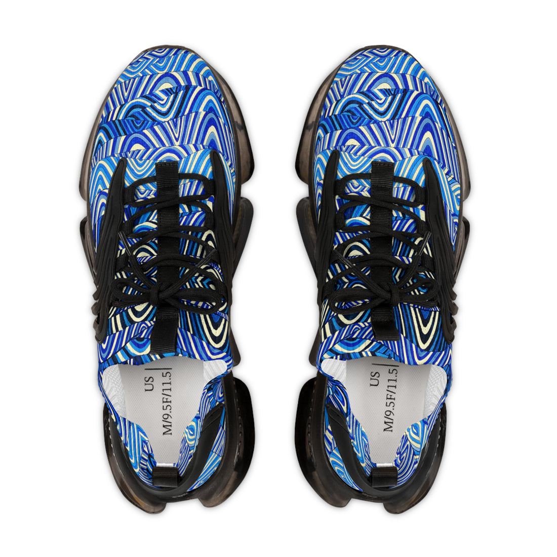 cream men's sonic waves print mesh knit sneakers