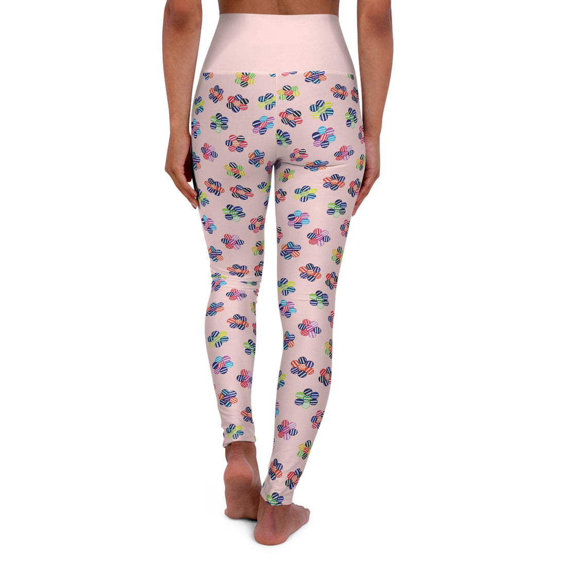 Pale Pink Candy Florals Yoga Leggings