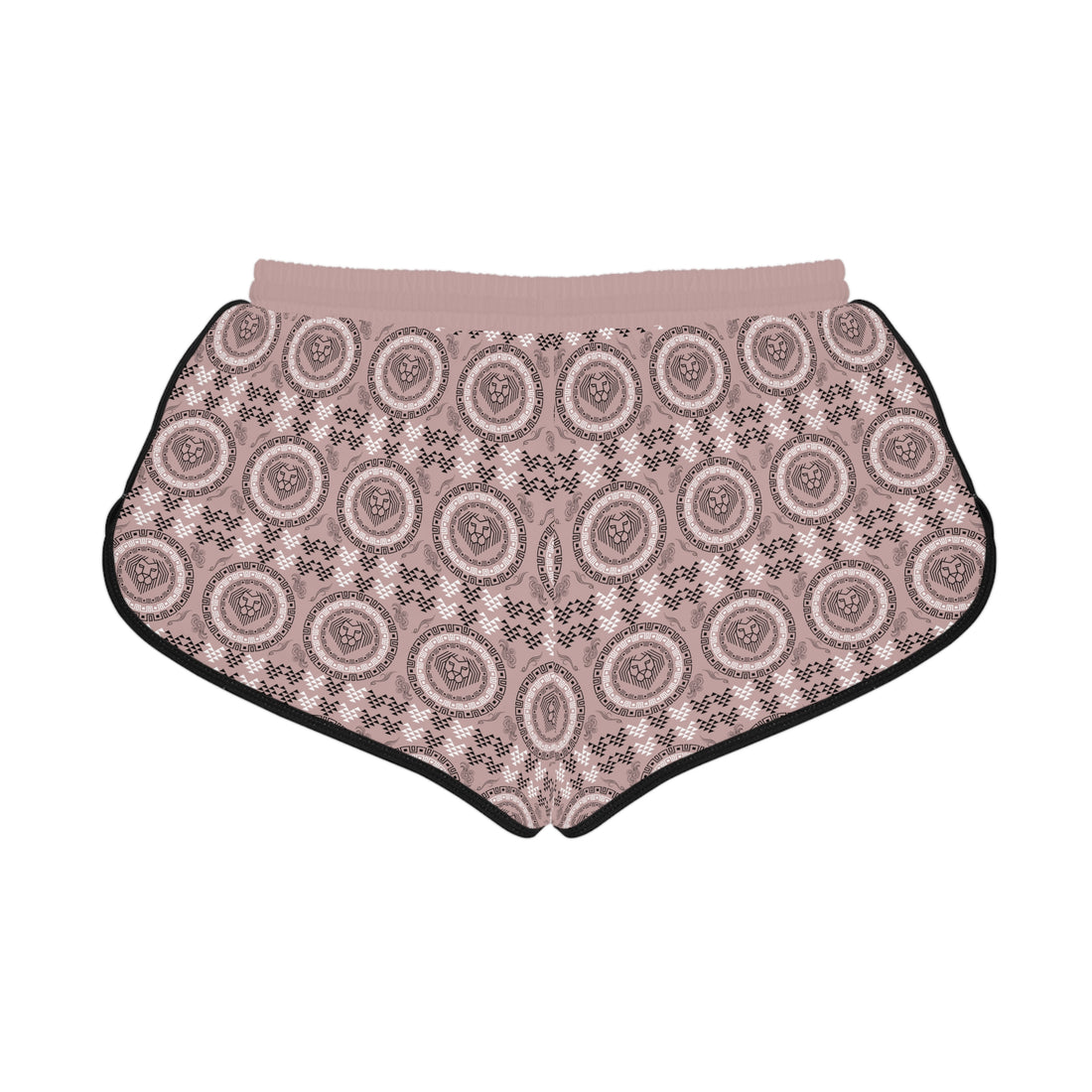 Taupe Geo Lion Head Relaxed Gym Shorts