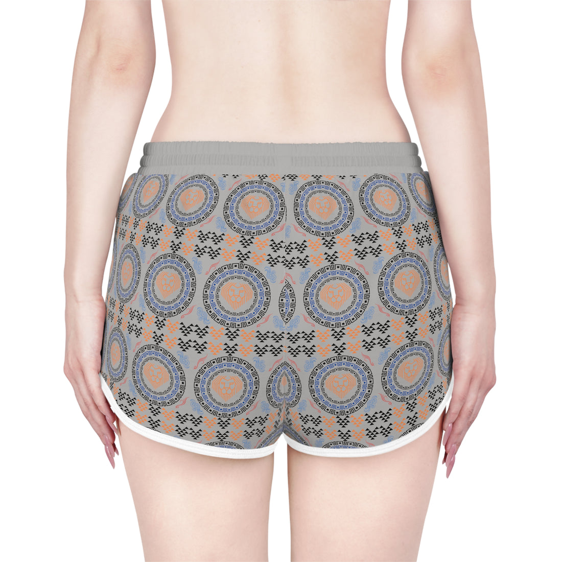 Slate Geo Lion Head Relaxed Gym Shorts