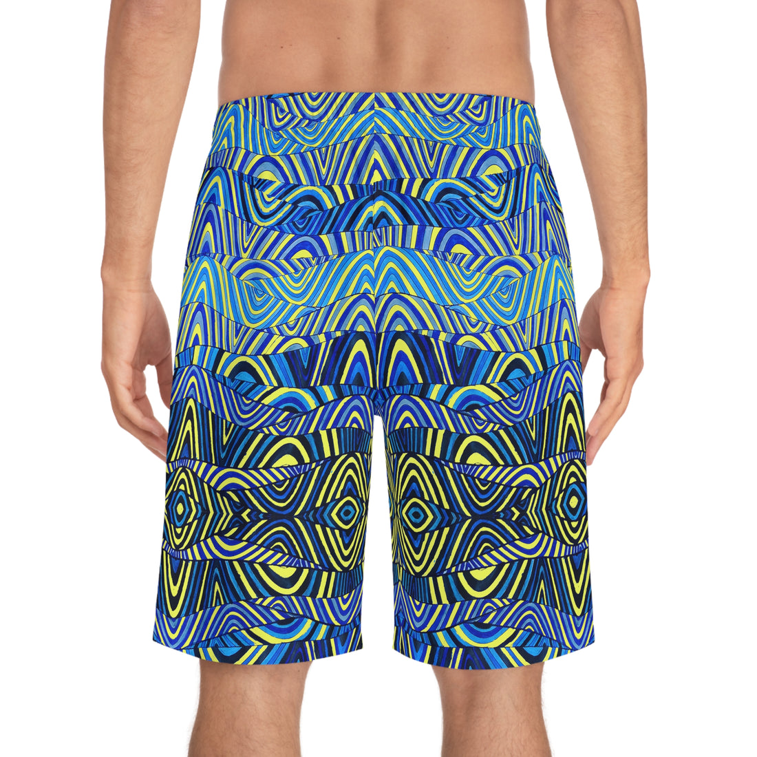canary  sonic waves print board shorts for men