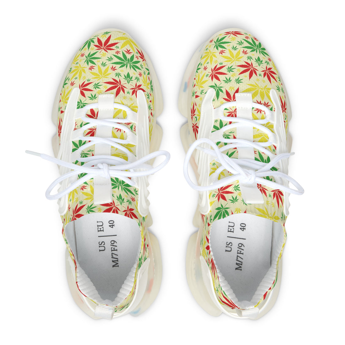 Cream Tropical Rasta Toned Women's Mesh Knit Sneakers