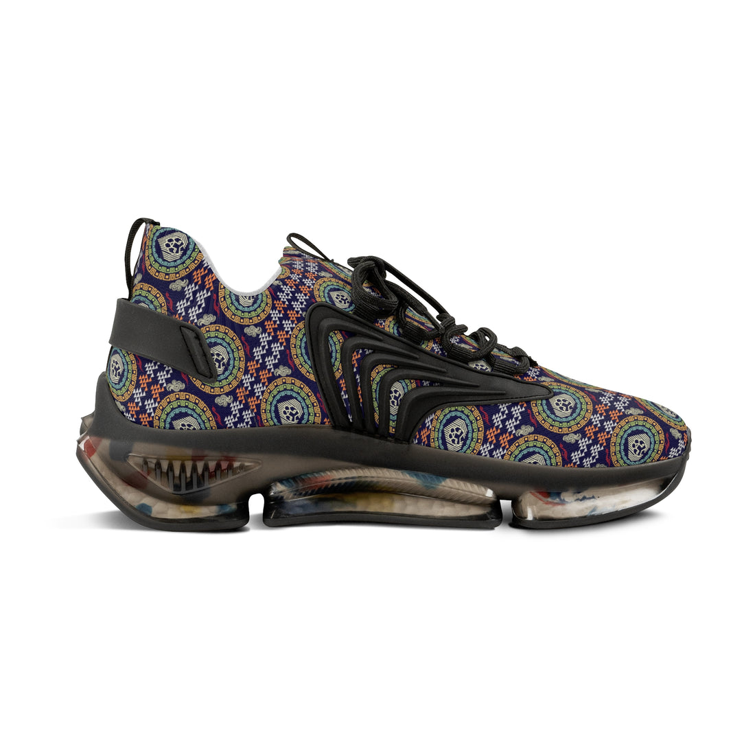 Ink Geo Lion Head Men's Mesh Knit Sneakers
