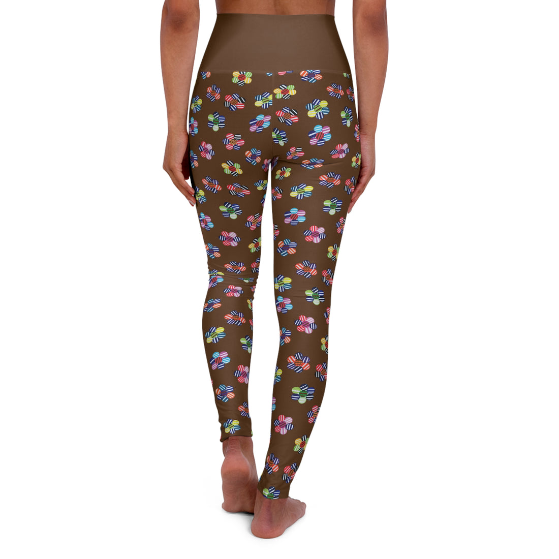 Brown Candy Florals Yoga Leggings