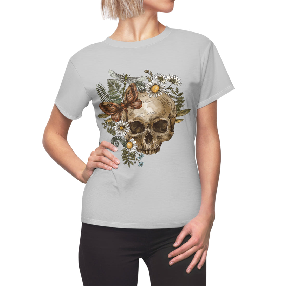 slate skull print t-shirt for women