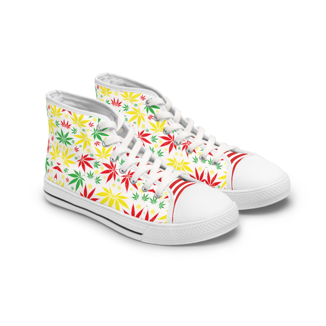 White Tropical Rasta Toned Women's High Top Sneakers