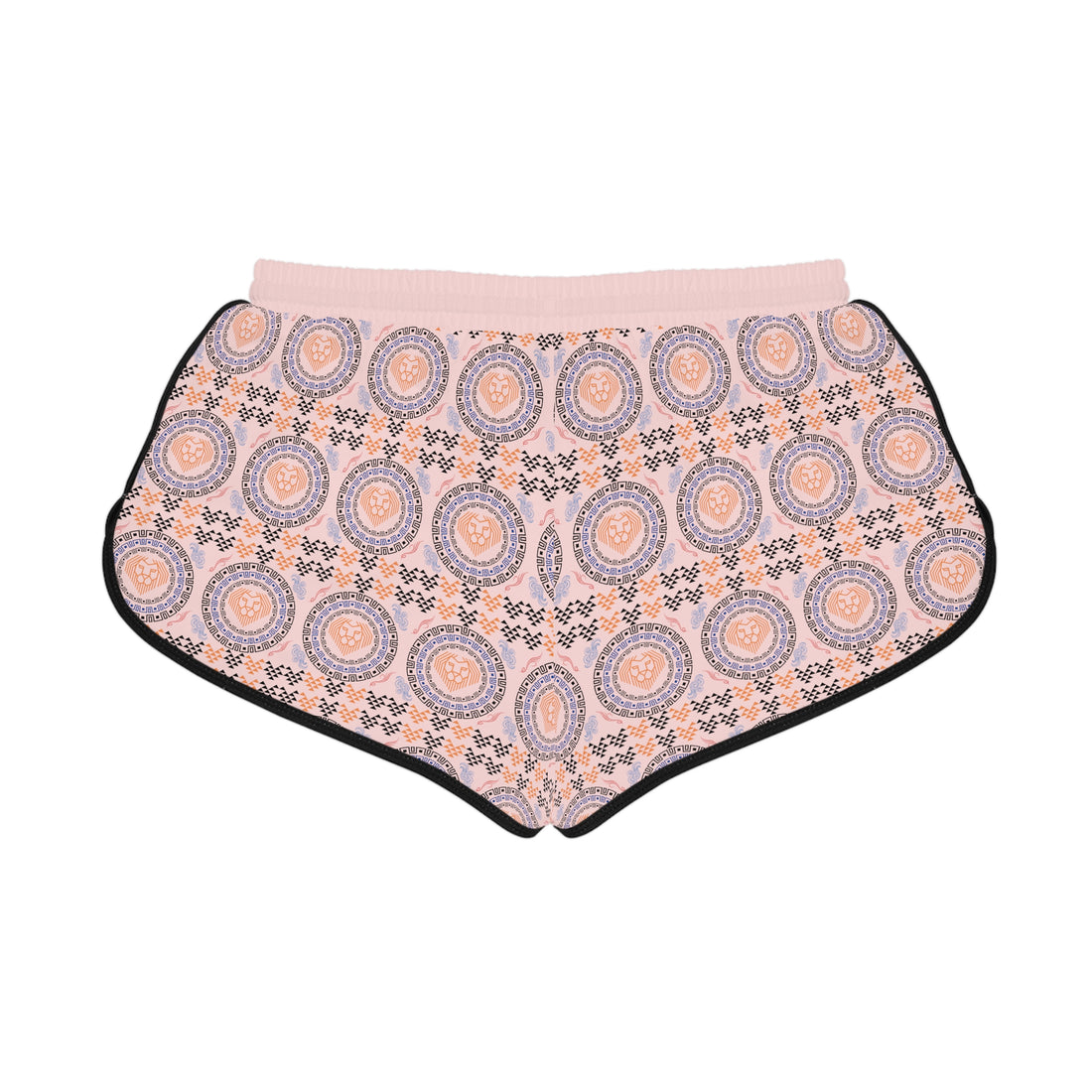 Pale Pink Geo Lion Head Relaxed Gym Shorts