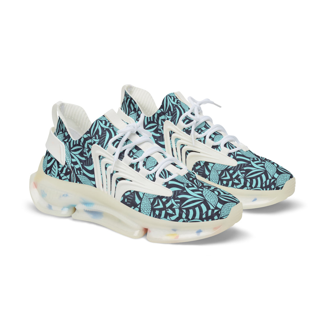 Icy Blue Tropical Minimalist OTT Men's Mesh Knit Sneakers