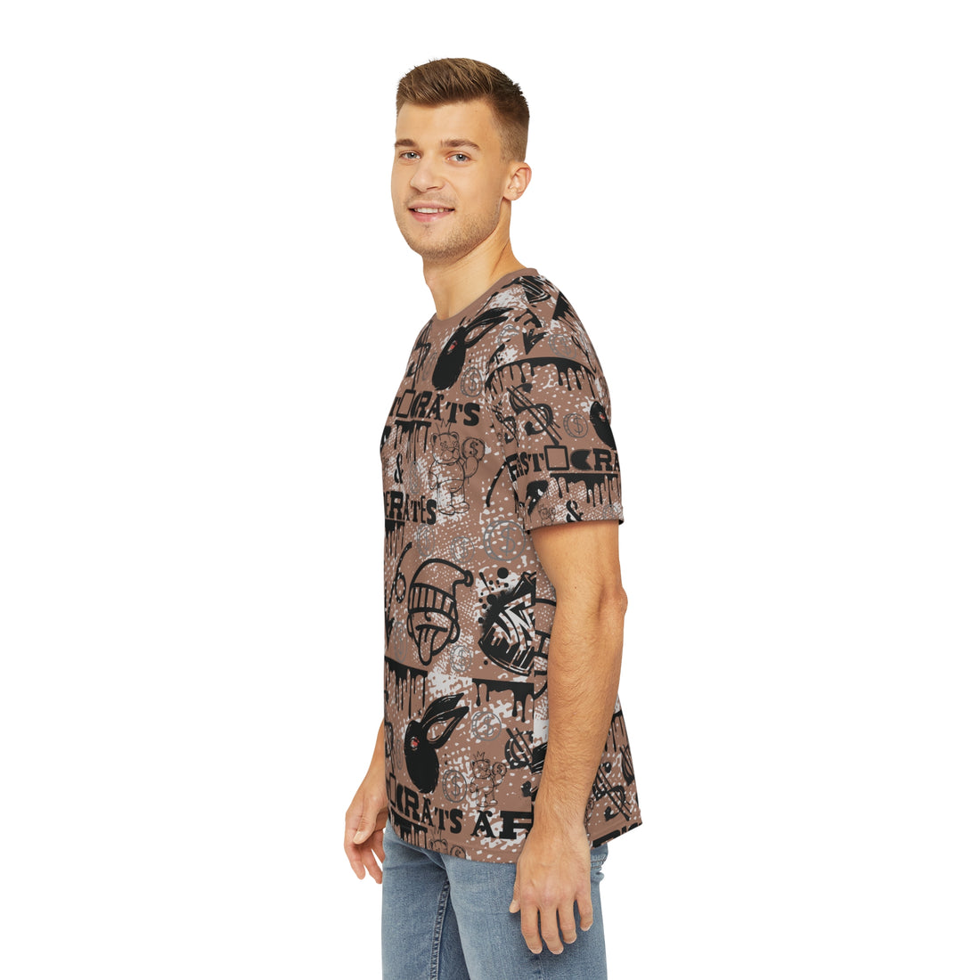 Mocha Mousse Graphic Polar Men's Polyester Tee (AOP)
