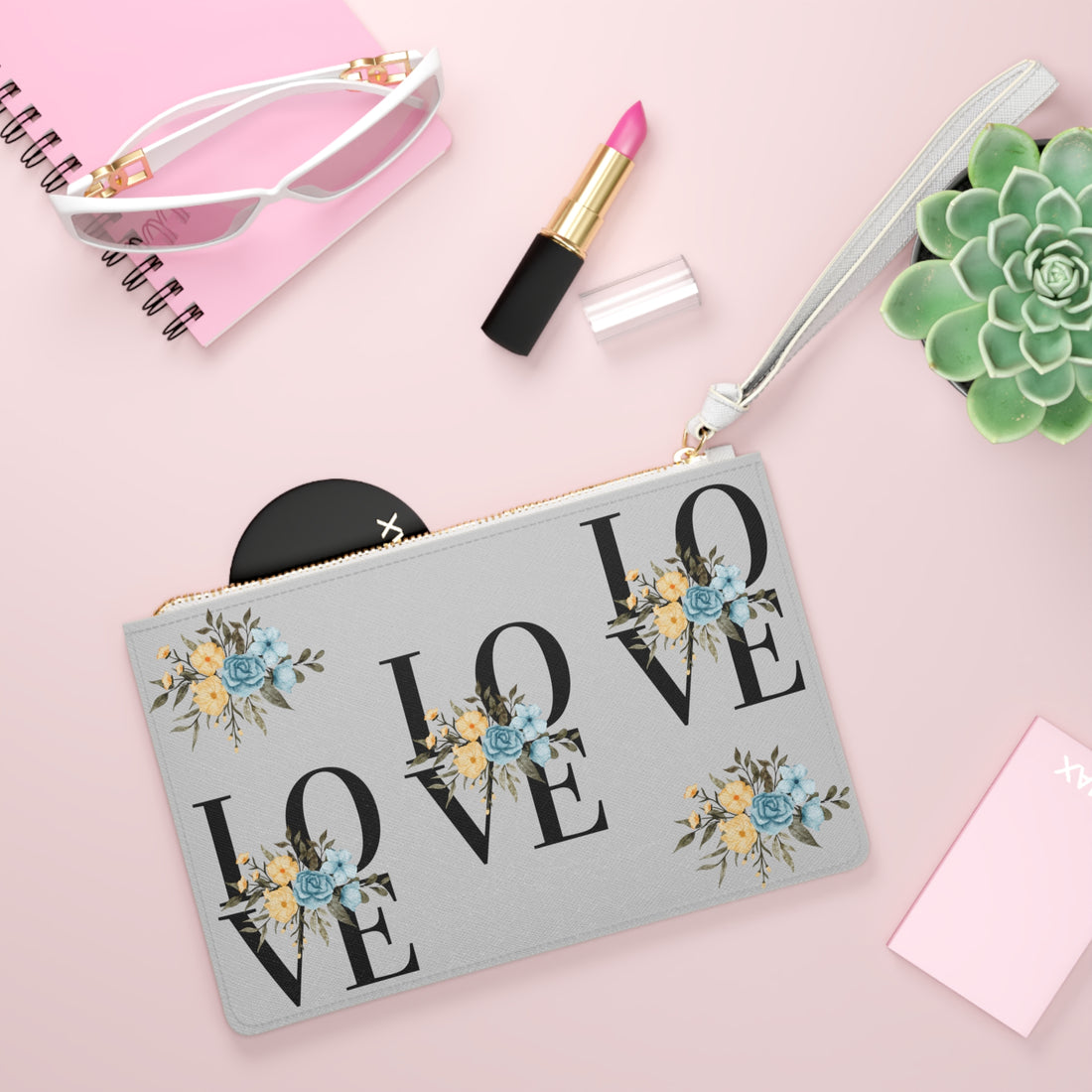 Love Typography Clutch Bag